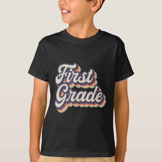 First Grade Teacher Retro Vintage  T-Shirt (Front)