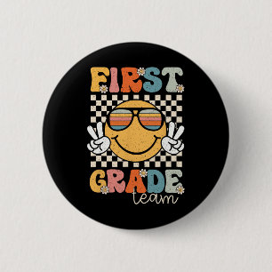First Grade Team Retro Back To School 1st Grade Sm 2 Inch Round Button