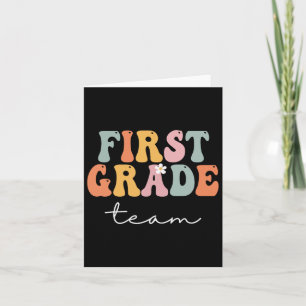 First Grade Team Retro Groovy Vintage First Day Of Card
