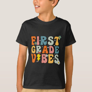 First Grade Vibes Shirt Back To School Groovy Retr