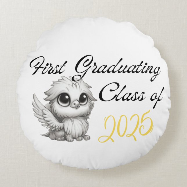 First Graduating Class 2025 Griffins Round Pillow (Front)