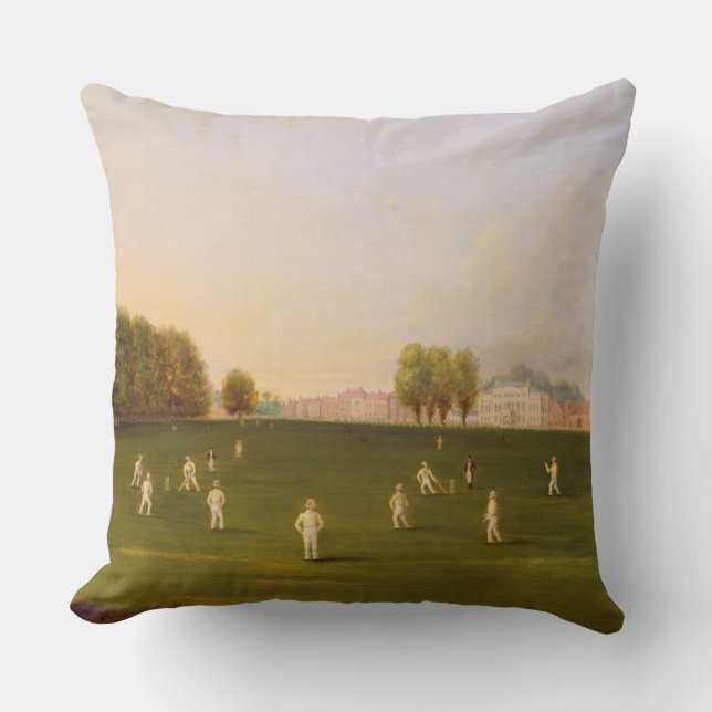First Grand Match of cricket played by members of Throw Pillow (Front)