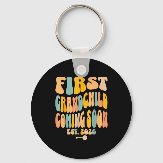 First Granhild Coming Soon 2026 Baby Announcement  Keychain (Front)