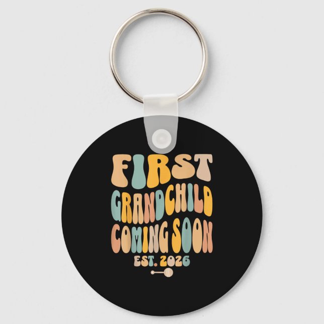 First Granhild Coming Soon 2026 Baby Announcement  Keychain (Front)