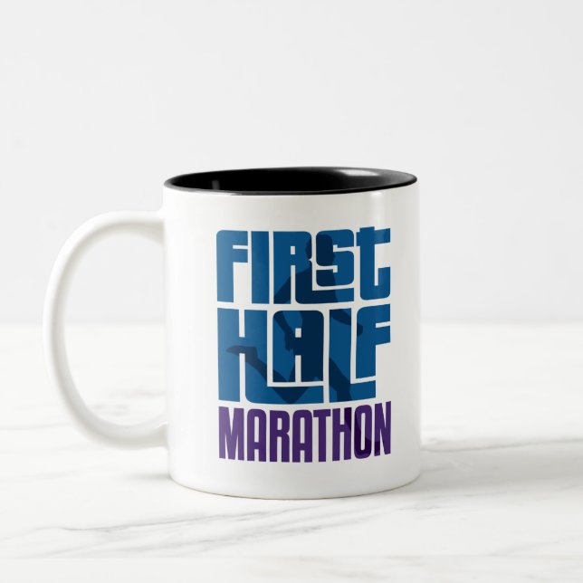 First Half Marathon 13.1 Miles Two-Tone Coffee Mug (Left)