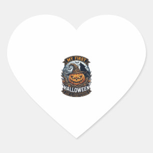 First Halloween As Brother Pumpkin Wolf Moon_1 Heart Sticker