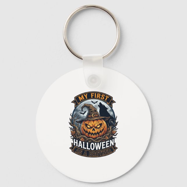 First Halloween As Brother Pumpkin Wolf Moon_1 Keychain (Front)