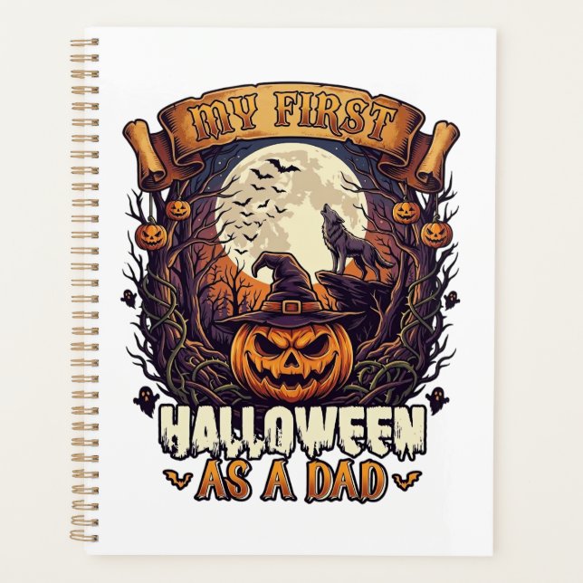 First Halloween As Dad Pumpkin Wolf Moon_1 Planner (Front)
