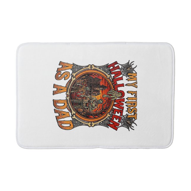 First Halloween As Dad Zombie Haunted House Gravey Bath Mat (Front)