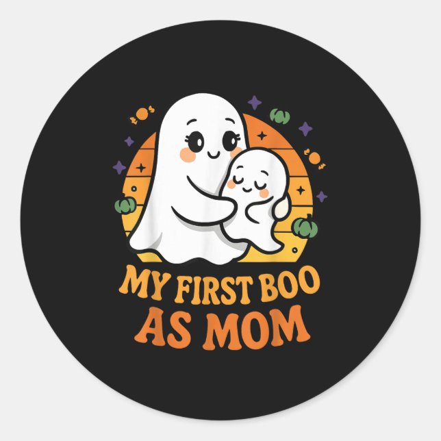 First Halloween As Mom 1st Time Mother  Classic Round Sticker (Front)