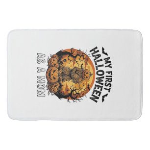 First Halloween As Mom Pumpkin Scarecrow Baby Moon Bath Mat