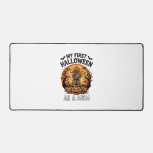 First Halloween As Mom Pumpkin Scarecrow Baby Moon Desk Mat