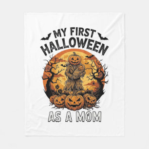 First Halloween As Mom Pumpkin Scarecrow Baby Moon Fleece Blanket