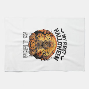 First Halloween As Mom Pumpkin Scarecrow Baby Moon Kitchen Towel