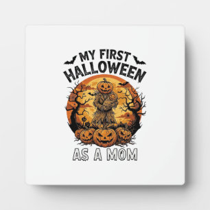 First Halloween As Mom Pumpkin Scarecrow Baby Moon Plaque