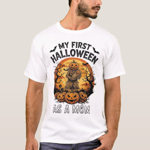 First Halloween As Mom Pumpkin Scarecrow Baby Moon T-Shirt