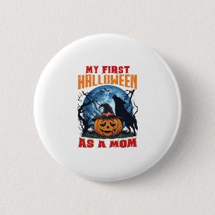 First Halloween As Mom Pumpkin Wolf Moon_1 2 Inch Round Button