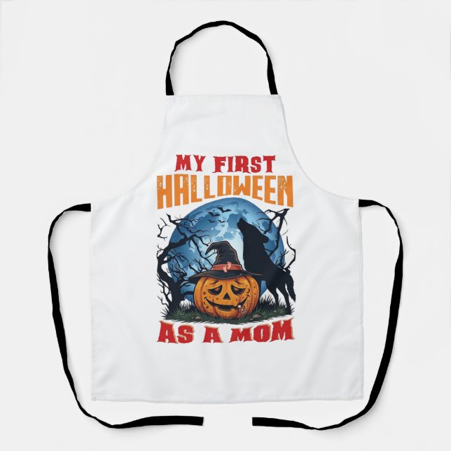 First Halloween As Mom Pumpkin Wolf Moon_1 Apron (Front)