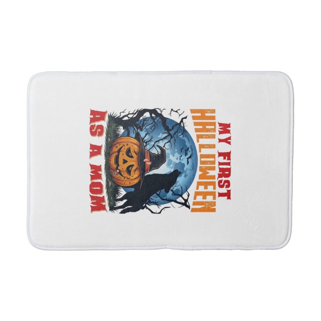 First Halloween As Mom Pumpkin Wolf Moon_1 Bath Mat (Front)