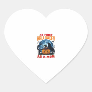 First Halloween As Mom Pumpkin Wolf Moon_1 Heart Sticker