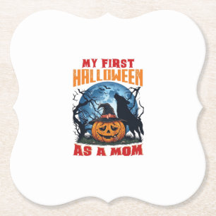 First Halloween As Mom Pumpkin Wolf Moon_1 Paper Coaster