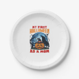 First Halloween As Mom Pumpkin Wolf Moon_1 Paper Plate