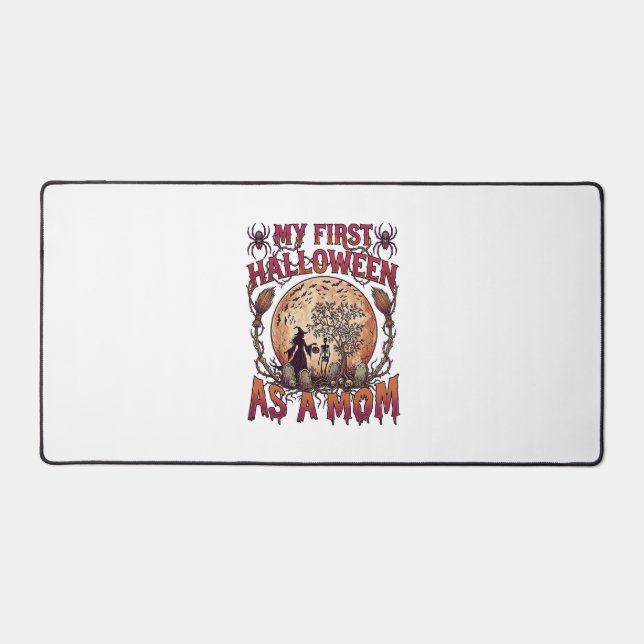 First Halloween As Mom Witch Skeleton Moon_1 Desk Mat (Front)