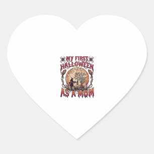 First Halloween As Mom Witch Skeleton Moon_1 Heart Sticker