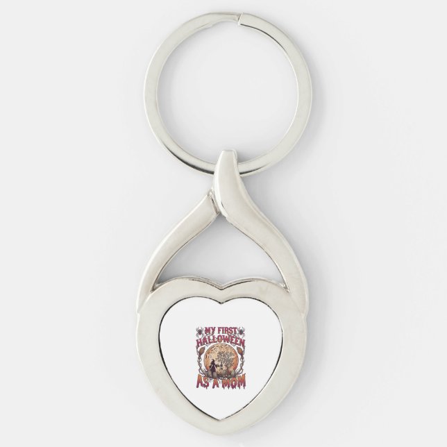 First Halloween As Mom Witch Skeleton Moon_1 Keychain (Front)