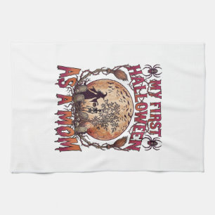 First Halloween As Mom Witch Skeleton Moon_1 Kitchen Towel