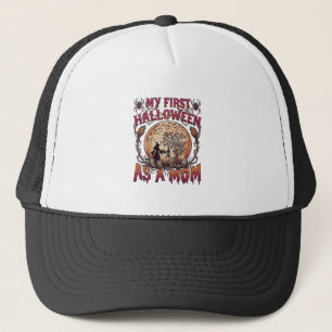 First Halloween As Mom Witch Skeleton Moon_1 Trucker Hat