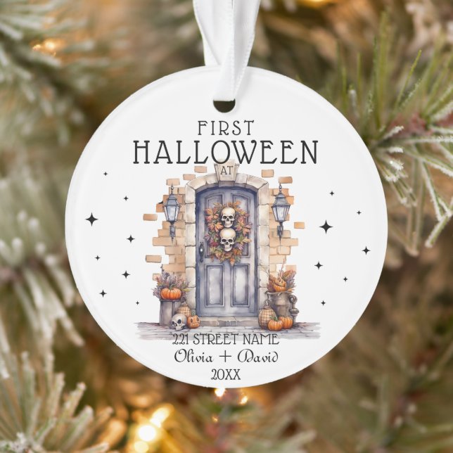 First Halloween At New Home Address Personalized Ornament (Tree)