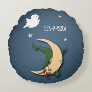 First Halloween Baby Peek A Boo Witch with Ghost Round Pillow
