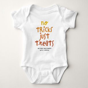 First Halloween cute no tricks just treats Baby Bodysuit