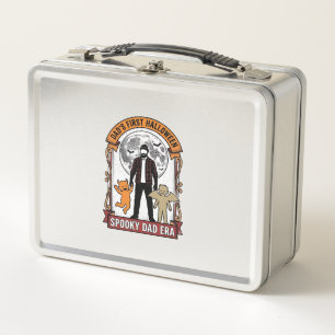 First Halloween Dad Shirt Vintage Spooky Family Gr Metal Lunch Box