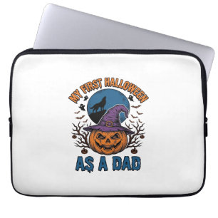 First Halloween Dad Vintage Pumpkin Wolf Shirt_1 Laptop Sleeve