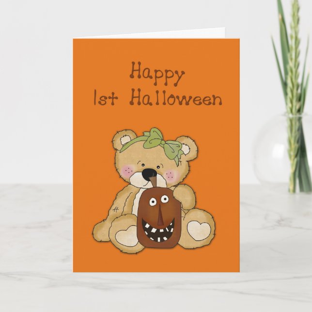 First Halloween Girl Bear Card (Front)
