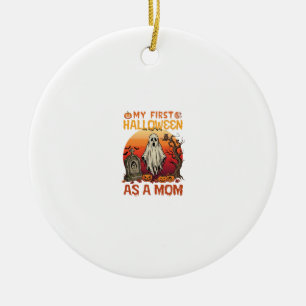First Halloween Mom Ghost Tombstone Pumpkin_1 Ceramic Ornament
