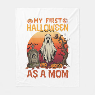 First Halloween Mom Ghost Tombstone Pumpkin_1 Fleece Blanket