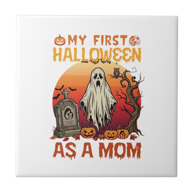 First Halloween Mom Ghost Tombstone Pumpkin_1 Tile (Front)