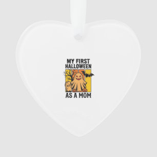 First Halloween Mom Shirt Vintage Ghost Design_1 Ornament