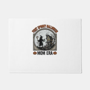 First Halloween Mom Vintage Engraving Haunted Witc Doormat