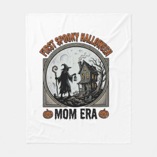 First Halloween Mom Vintage Engraving Haunted Witc Fleece Blanket
