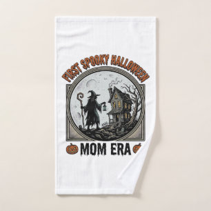 First Halloween Mom Vintage Engraving Haunted Witc Hand Towel