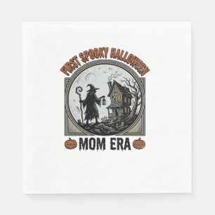 First Halloween Mom Vintage Engraving Haunted Witc Napkin