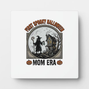 First Halloween Mom Vintage Engraving Haunted Witc Plaque