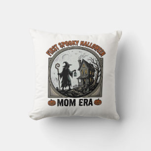 First Halloween Mom Vintage Engraving Haunted Witc Throw Pillow