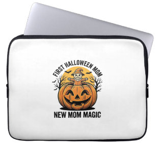 First Halloween Mom Vintage Pumpkin Bat Shirt_1 Laptop Sleeve
