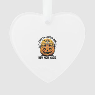 First Halloween Mom Vintage Pumpkin Bat Shirt_1 Ornament