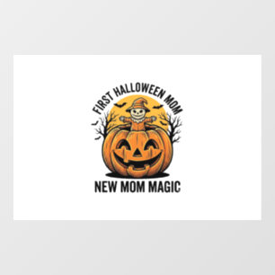 First Halloween Mom Vintage Pumpkin Bat Shirt_1 Window Cling